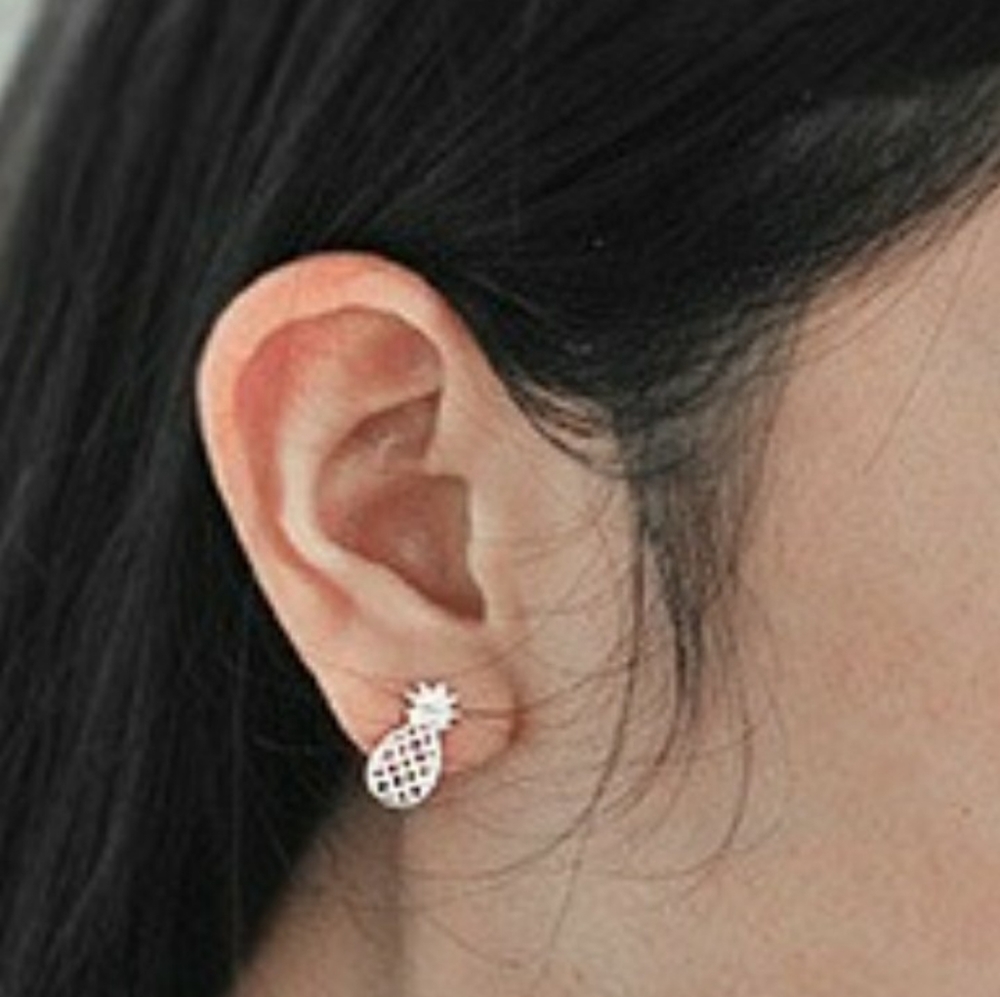 NEW 925 Sterling Silver Pineapple Stud Earrings - Picture 8 of 12